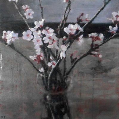 Blossom, 2018  35 x 35 cm  Oil on panel  SOLD