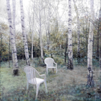 Chairs, 2019  80 x 80 cm  Oil on panel