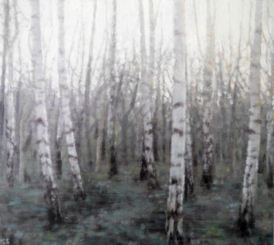Birch 7 (winter), 2020  25 x 28cm  Oil on panel