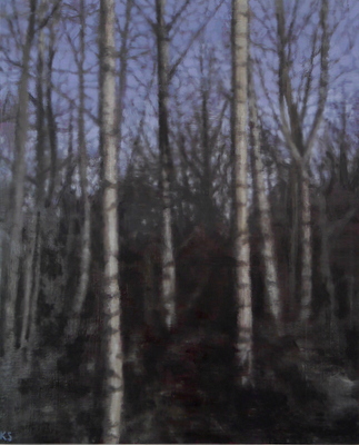 Birch 11 (winter), 2020  31 x 25cm  Oil on panel