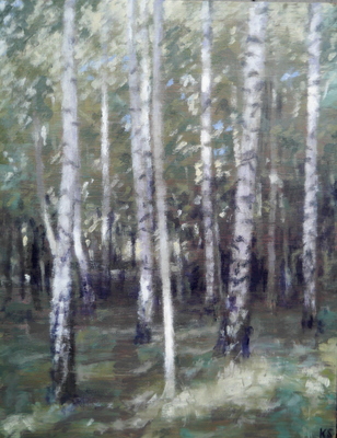 Birch (day), 2019  32 x 25cm  Oil on panel  SOLD